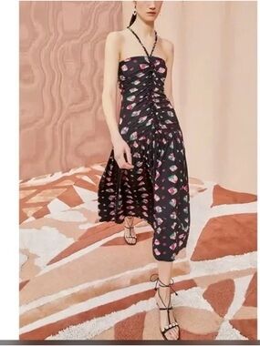 Ulla Johnson Marcella Ruched Midi Dress - Nocturne Floral - Size 10